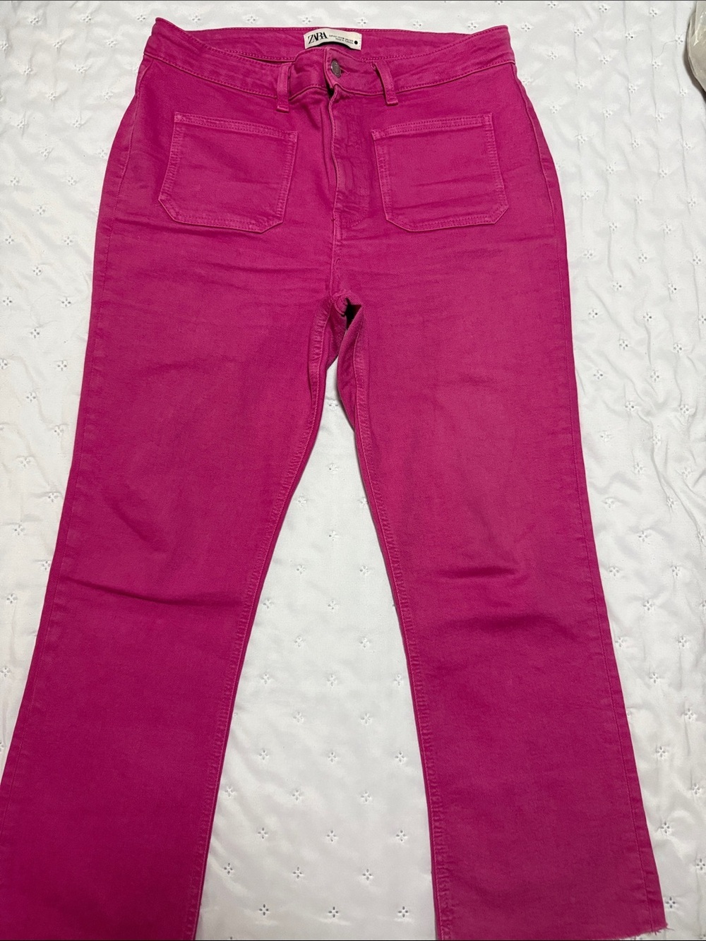 Zara Fuchsia High-Rise Straight Jeans